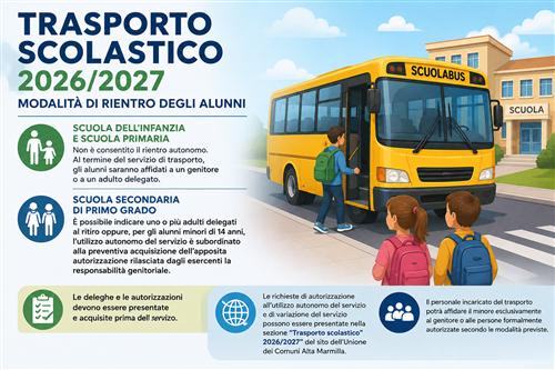 Trasporto scolastico 2026/2027: modalità di rientro degli alunni