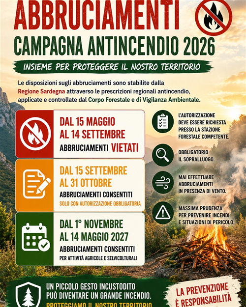 Adempimenti relativi al piano regionale per la prevenzione degli incendi e per l'igiene pubblica nel centro abitato anno 2026
